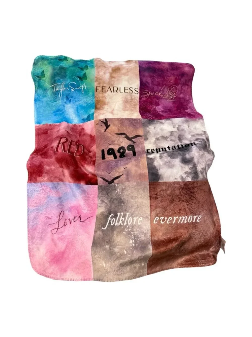 Taylor Swift Album-Themed Throw Blanket By Tidal Colors Sherpa Backing  EUC